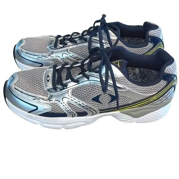 Apex Mens Lace Up Mesh Athletic Boss Runner Active Shoes Silver Blue Size 12.5