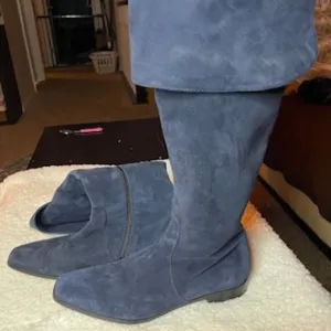 Aquatalia Blue Suede Knee-High made in Italy Boots