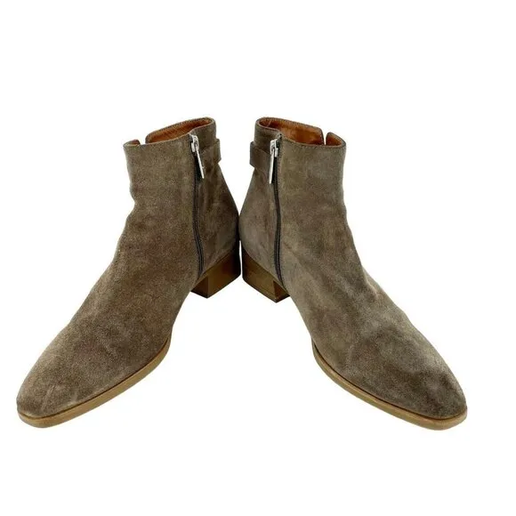 Aquatalia Faria Boots taupe Suede Leather Ankle Buckle SZ 10.5 $595