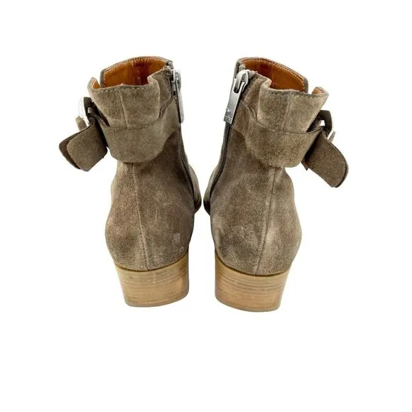 Aquatalia Faria Boots taupe Suede Leather Ankle Buckle SZ 10.5 $595