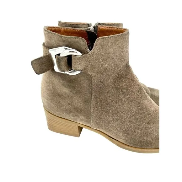 Aquatalia Faria Boots taupe Suede Leather Ankle Buckle SZ 10.5 $595