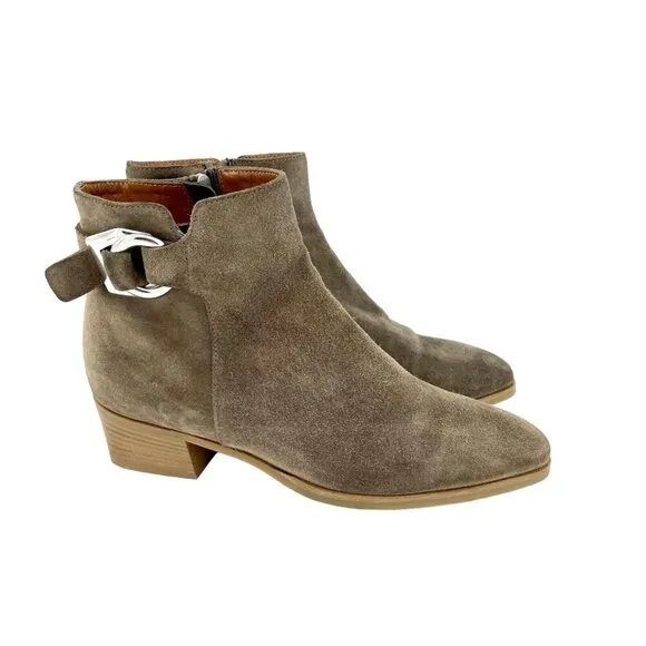 Aquatalia Faria Boots taupe Suede Leather Ankle Buckle SZ 10.5 $595