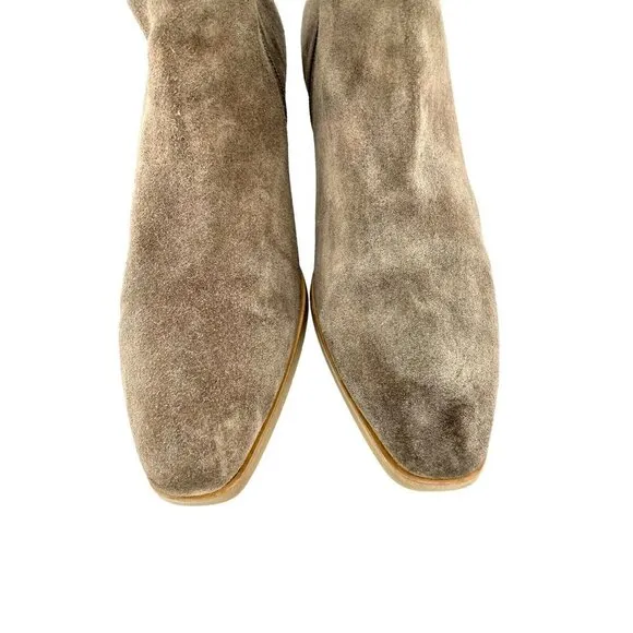 Aquatalia Faria Boots taupe Suede Leather Ankle Buckle SZ 10.5 $595