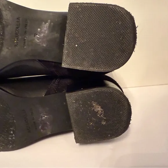 AQUATALIA SHOES ANKLE BOOTS BOOTIES BLACK LEATHER SUEDE SIDE ZIP ITALY SIZE 7