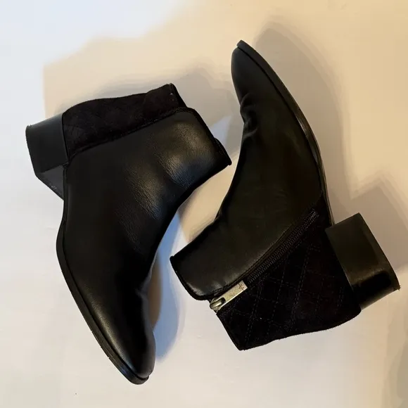 AQUATALIA SHOES ANKLE BOOTS BOOTIES BLACK LEATHER SUEDE SIDE ZIP ITALY SIZE 7