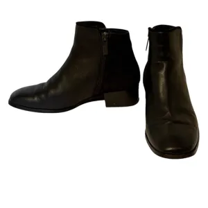 AQUATALIA SHOES ANKLE BOOTS BOOTIES BLACK LEATHER SUEDE SIDE ZIP ITALY SIZE 7