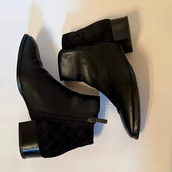 AQUATALIA SHOES ANKLE BOOTS BOOTIES BLACK LEATHER SUEDE SIDE ZIP ITALY SIZE 7