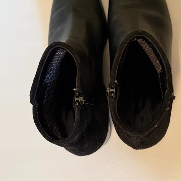 AQUATALIA SHOES ANKLE BOOTS BOOTIES BLACK LEATHER SUEDE SIDE ZIP ITALY SIZE 7