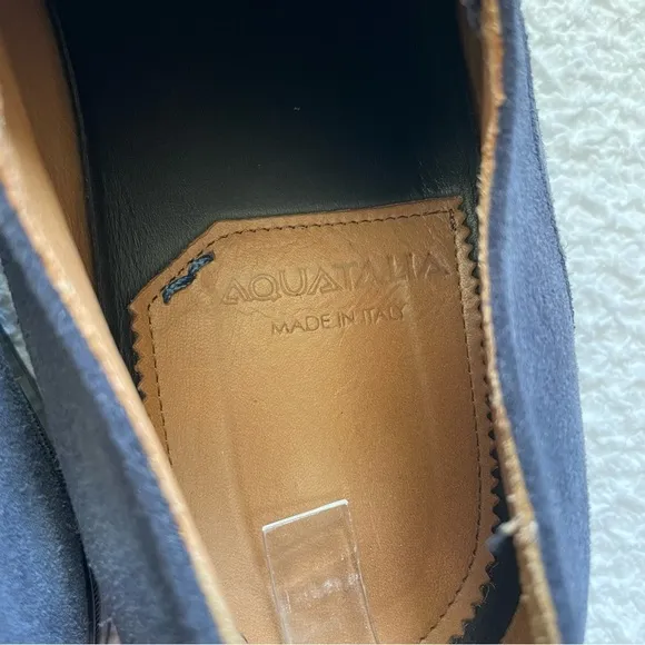 Aquatalia Suede Oxford Dress Shoes Lace Up Weatherproof Blue Size 11.5