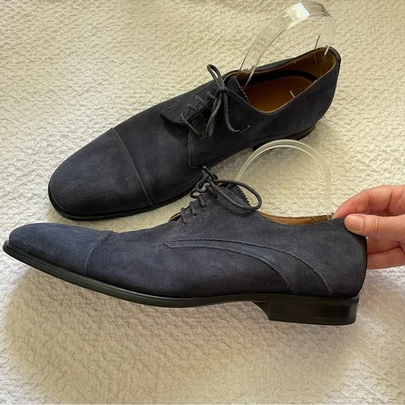 Aquatalia Suede Oxford Dress Shoes Lace Up Weatherproof Blue Size 11.5
