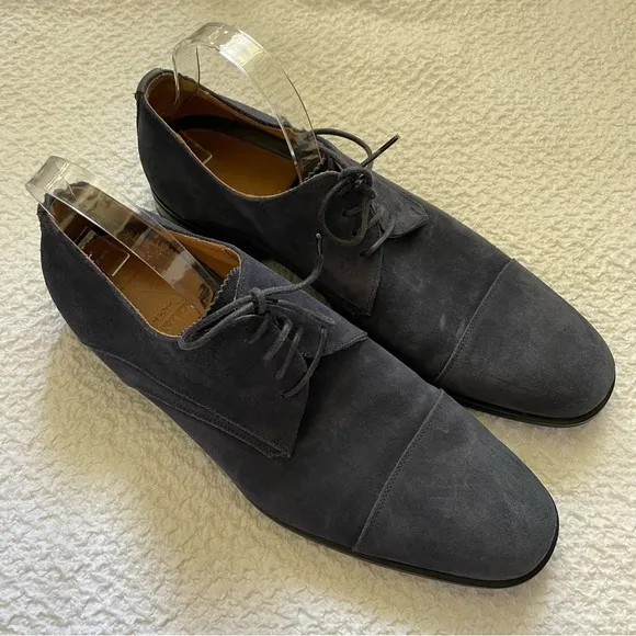 Aquatalia Suede Oxford Dress Shoes Lace Up Weatherproof Blue Size 11.5