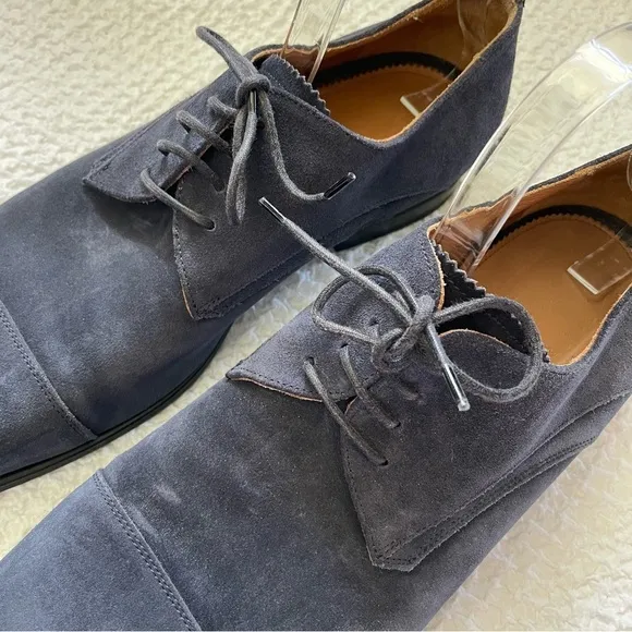 Aquatalia Suede Oxford Dress Shoes Lace Up Weatherproof Blue Size 11.5