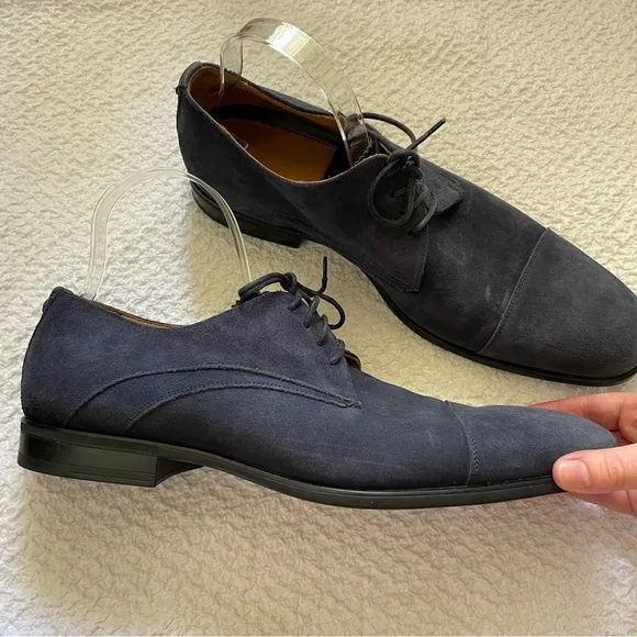 Aquatalia Suede Oxford Dress Shoes Lace Up Weatherproof Blue Size 11.5