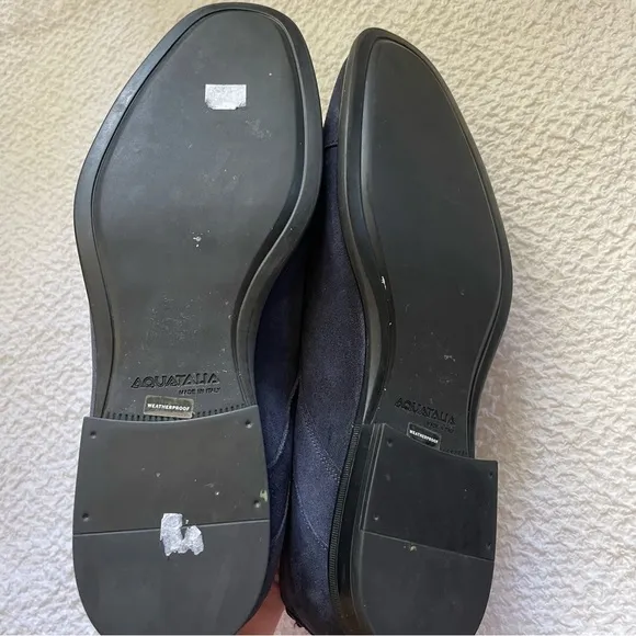 Aquatalia Suede Oxford Dress Shoes Lace Up Weatherproof Blue Size 11.5