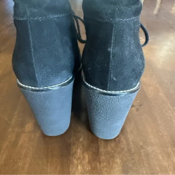 Aquatalia Women's 9 Vianna Suede Booties Black Italy Shoes Italian Tie