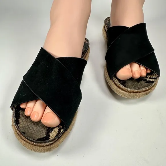 Aquatalia Women's Elyse Espadrille Snake Print Crisscross Slide Sandals Size 6