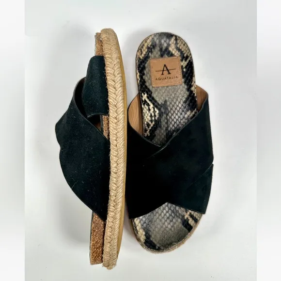Aquatalia Women's Elyse Espadrille Snake Print Crisscross Slide Sandals Size 6