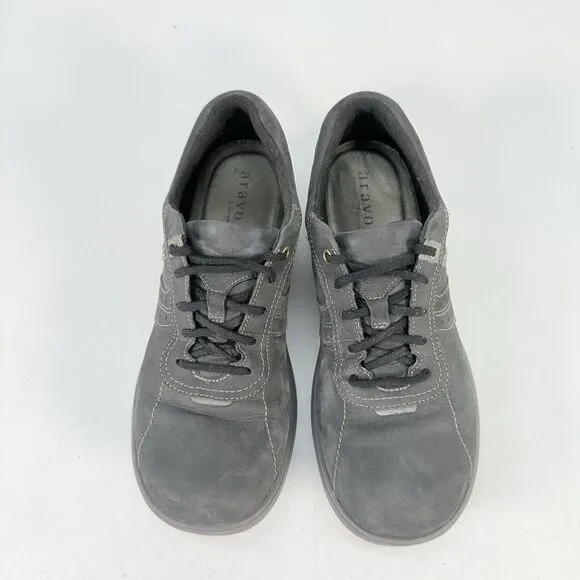 Aravon By New Balance Shoes Womens 8 AA Casual Sneakers Black Leather Low Top