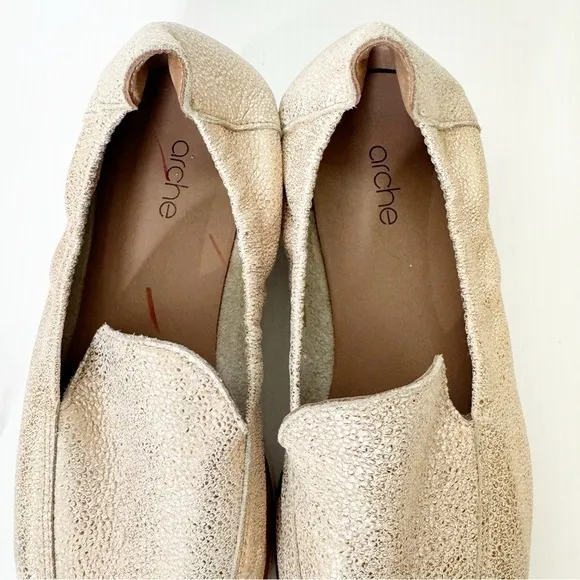 Arche Gold Metallic Danock Mocassins Shoes Size 41 or 9.5 US