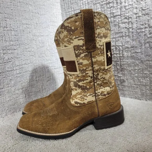 Ariat Patriot Texas Men's Size 7.5D US Tan Mocha Suede Western Boots 10027205
