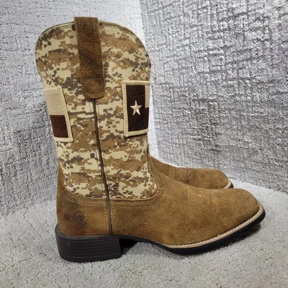 Ariat Patriot Texas Men's Size 7.5D US Tan Mocha Suede Western Boots 10027205