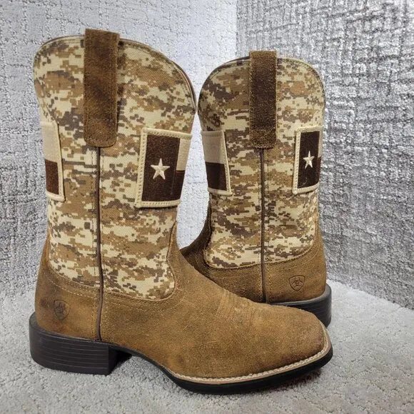 Ariat Patriot Texas Men's Size 7.5D US Tan Mocha Suede Western Boots 10027205