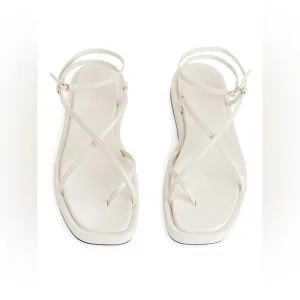 Arket Leather Stripe Sandals - White.