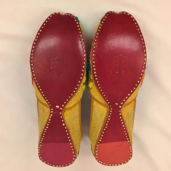 Artisan Embroidered Jutti Flats Women’s US 9 EU 40 Genuine Leather Boho Slip‑On