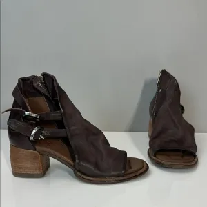 A.S.98 Naldo Leather Heeled Sandals Plum Size 37(6.5-7)