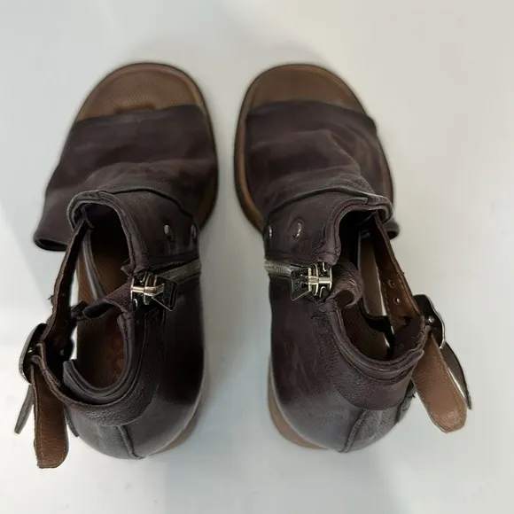 A.S.98 Naldo Leather Heeled Sandals Plum Size 37(6.5-7)
