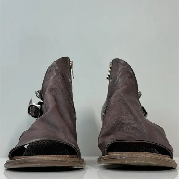 A.S.98 Naldo Leather Heeled Sandals Plum Size 37(6.5-7)