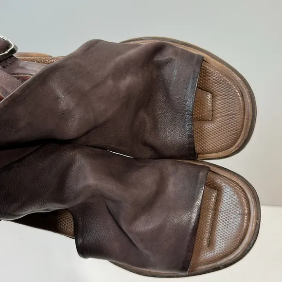 A.S.98 Naldo Leather Heeled Sandals Plum Size 37(6.5-7)