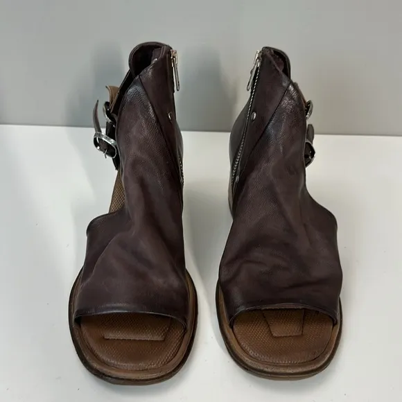 A.S.98 Naldo Leather Heeled Sandals Plum Size 37(6.5-7)