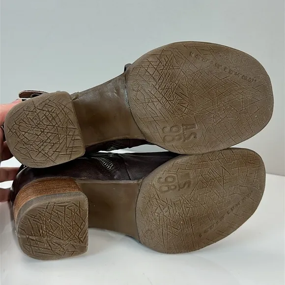 A.S.98 Naldo Leather Heeled Sandals Plum Size 37(6.5-7)