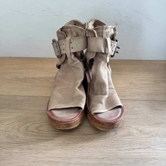 A.S.98 Naya Leather Wedge Sandals