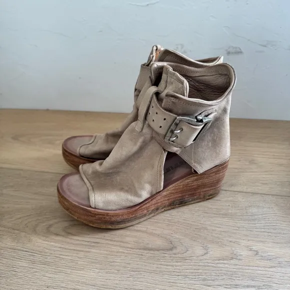 A.S.98 Naya Leather Wedge Sandals
