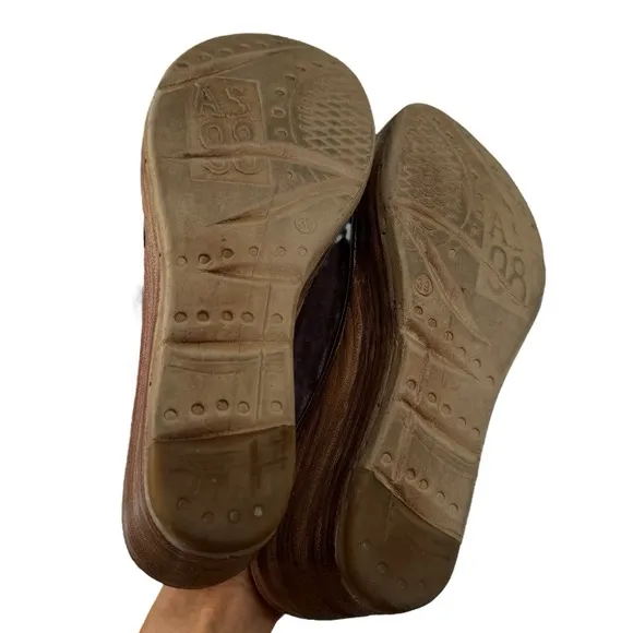 A.S.98 Niels Women's Shoes 39 Burgundy Suede Casual Slip On Wedge Heel Sandal