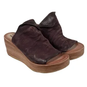 A.S.98 Niels Women's Shoes 39 Burgundy Suede Casual Slip On Wedge Heel Sandal