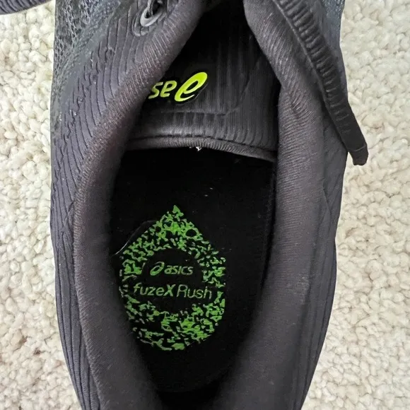 Asics Men's FuzeX Rush Neon Green Black Lace Up Sneakers Shoes 11.5