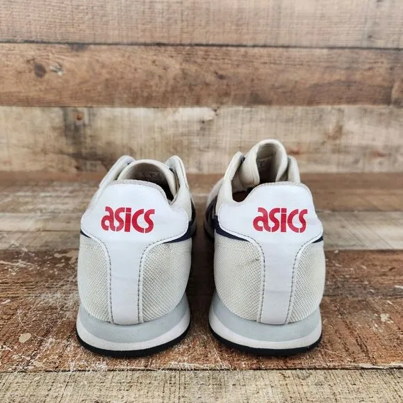 Asics Tiger Runner Men's Size 9 White Leather &amp; Mesh Retro Casual Sneaker Shoes