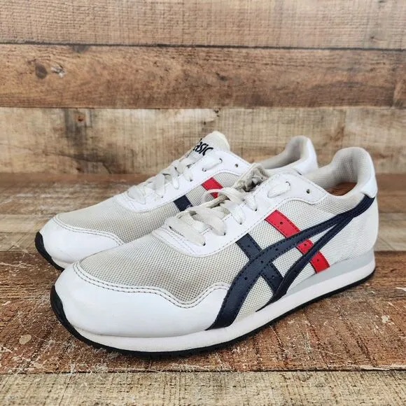 Asics Tiger Runner Men's Size 9 White Leather &amp; Mesh Retro Casual Sneaker Shoes