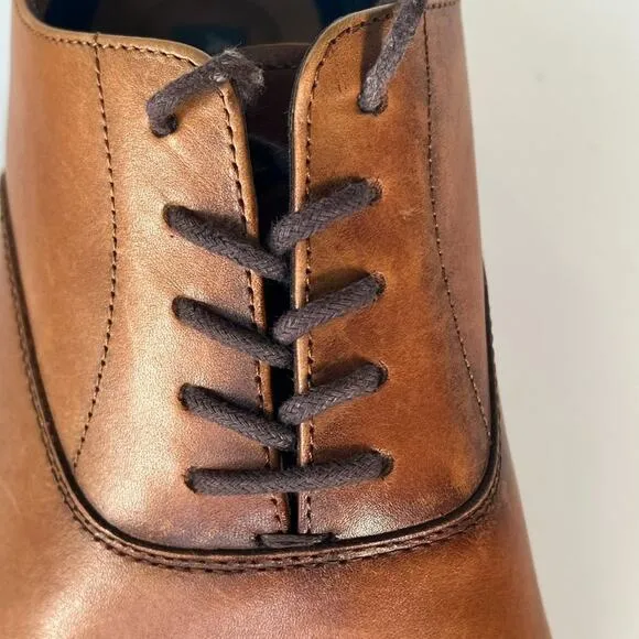Aston Grey Saumon Tan Leather Oxford Dress Shoes Men 8