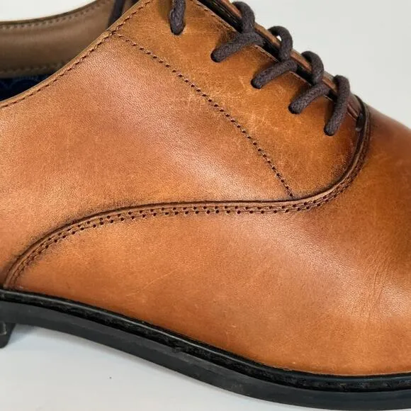 Aston Grey Saumon Tan Leather Oxford Dress Shoes Men 8