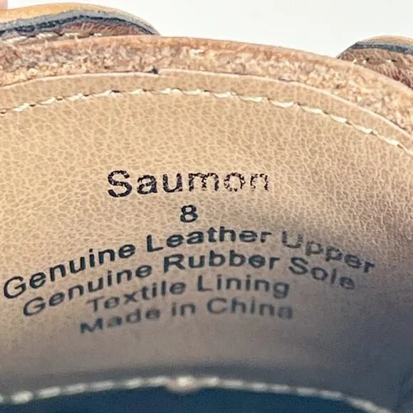 Aston Grey Saumon Tan Leather Oxford Dress Shoes Men 8