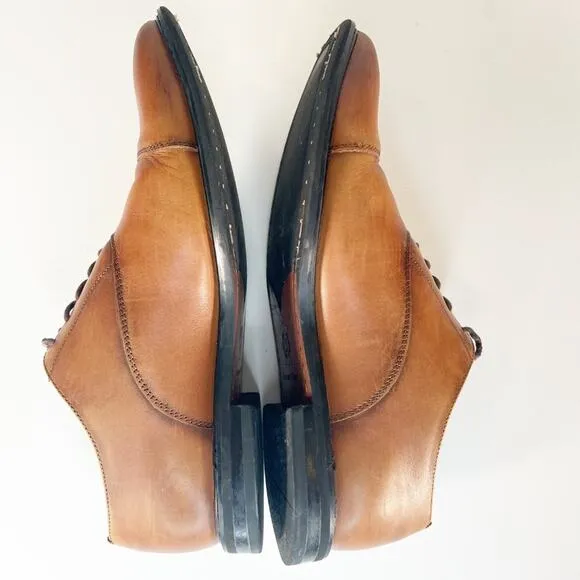 Aston Grey Saumon Tan Leather Oxford Dress Shoes Men 8