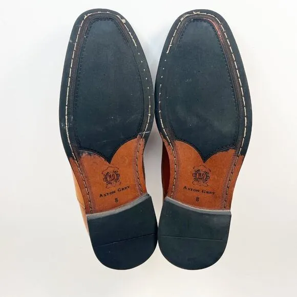 Aston Grey Saumon Tan Leather Oxford Dress Shoes Men 8