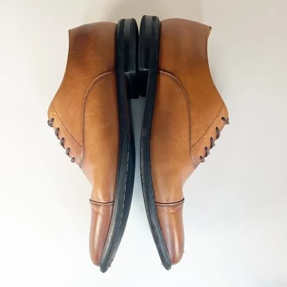 Aston Grey Saumon Tan Leather Oxford Dress Shoes Men 8