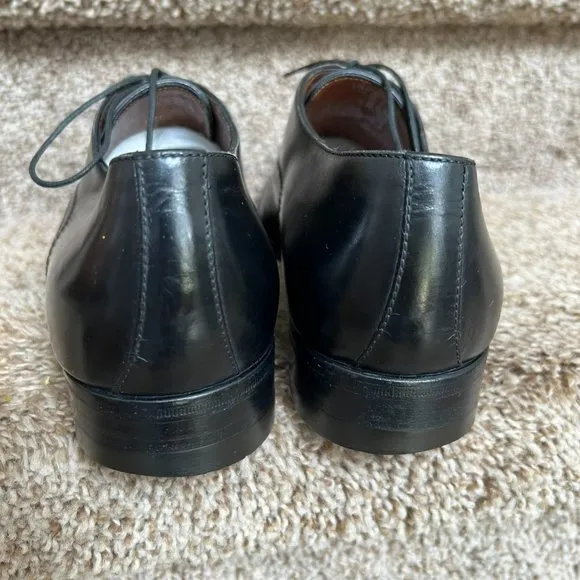 a.testoni Men's Black Leather Oxfords Dress Shoes.