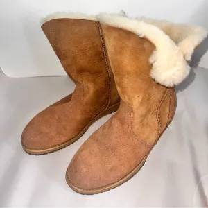 Australian Emu Bells Beach Lo sz 8 Sheepskin Boots Suede Outer