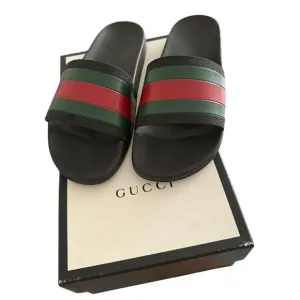 Authentic GUCCI Pursuit Web Logo Black Slides Sandals Size 12 EU 46